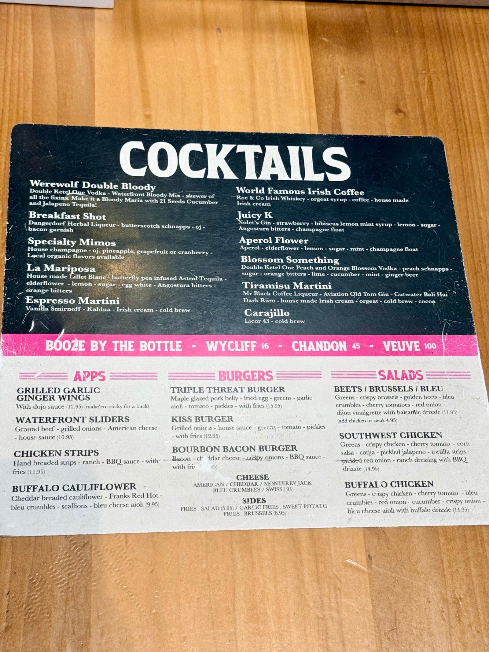 Werewolf American Pub San Diego cocktail menu