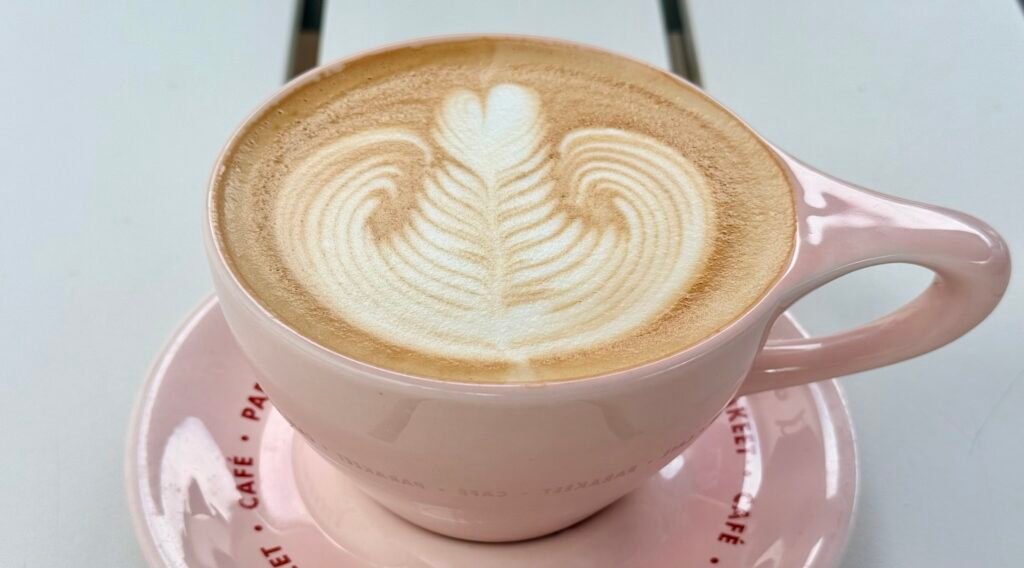 hot latte from parakeet cafe Del Mar