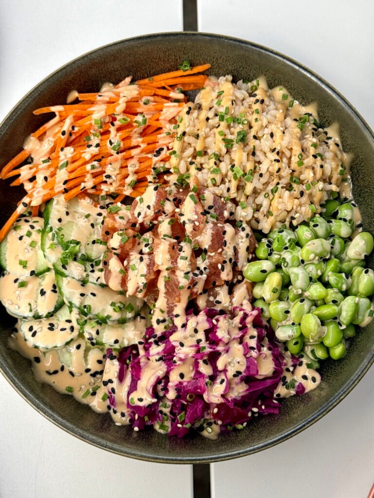 poke bowl from parakeet cafe Del Mar