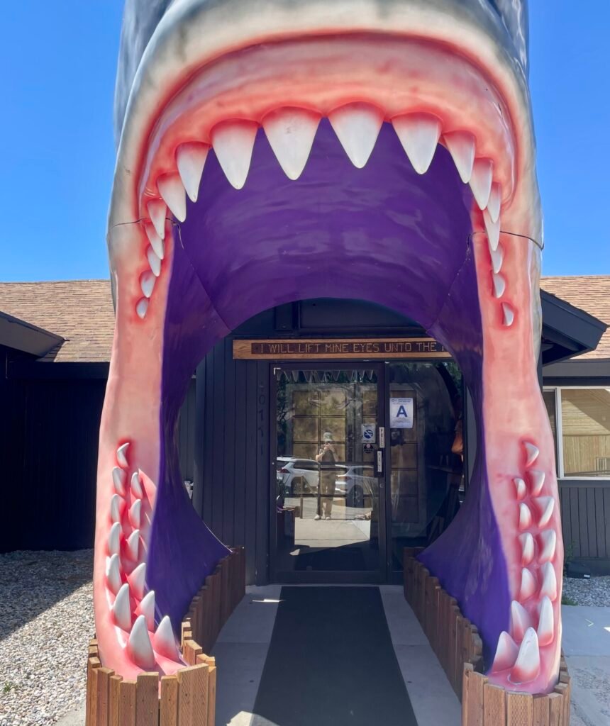 shark mouth entrance to tropical in big bear