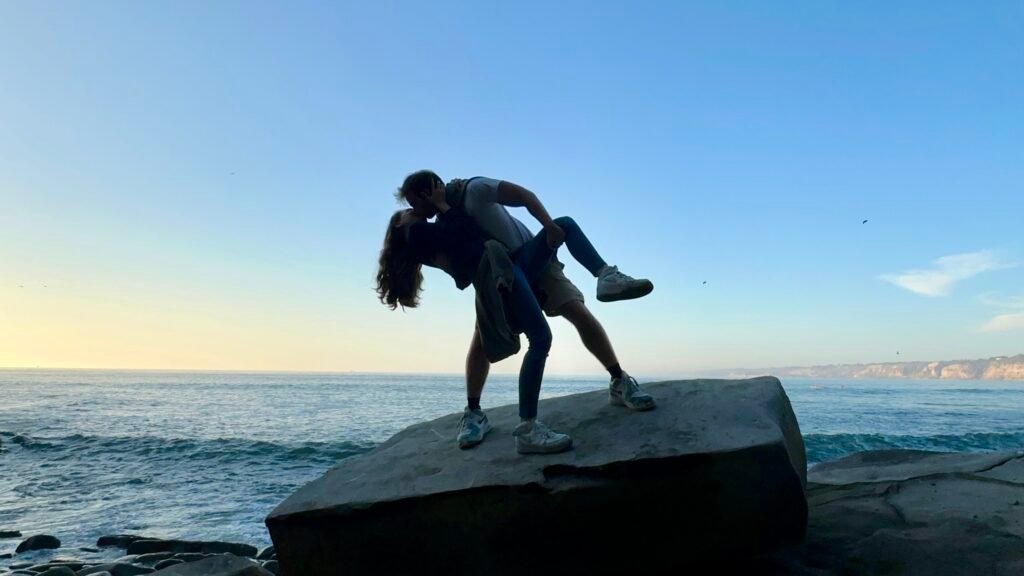 secret beach in La Jolla with hidden swing and rope ladder