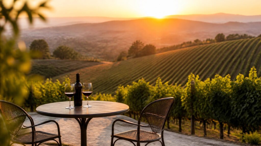 Temecula valley winery at sunset